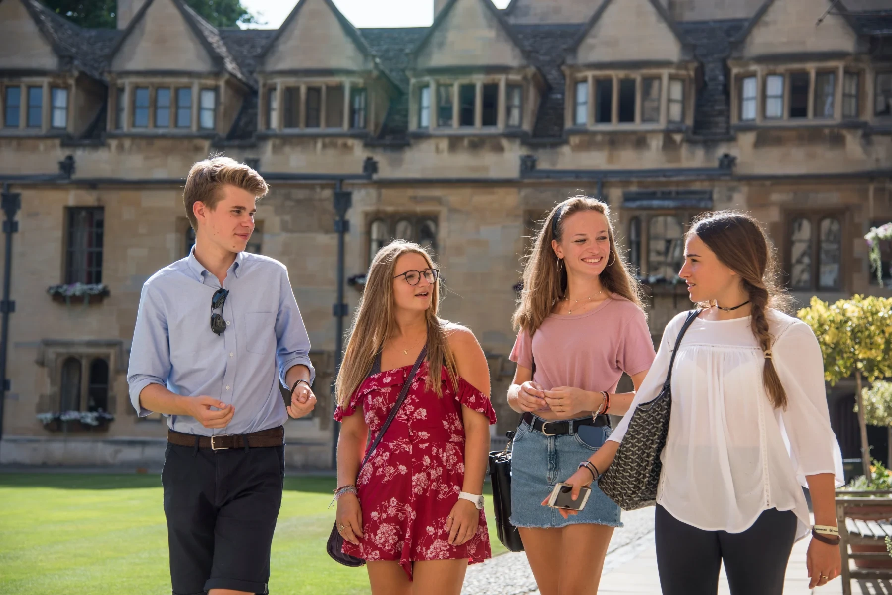 Four students visiting Oxford college