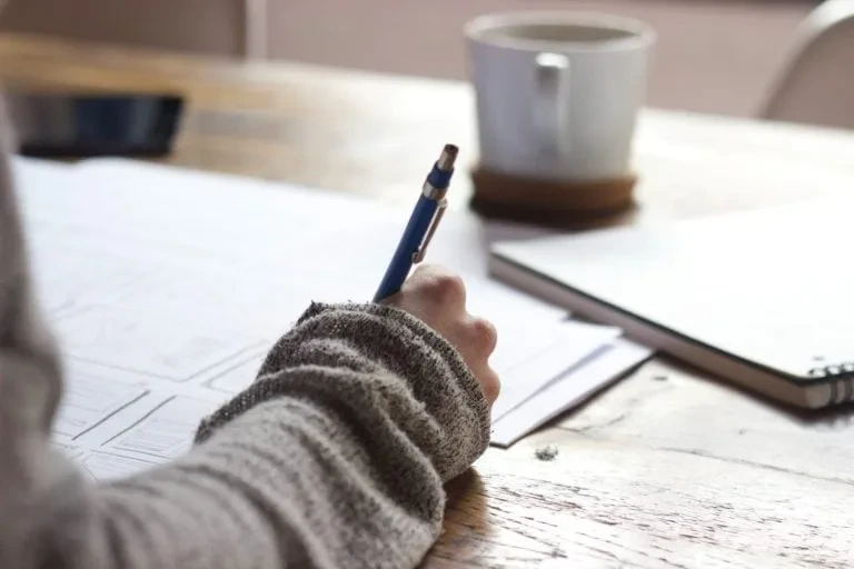 A student taking notes 